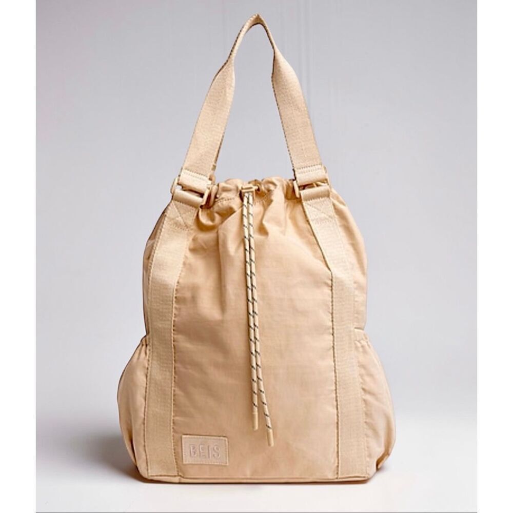 NWT Gorgeous BEIS Tan /Beige Nylon Sport Tote 2 Ways Tote bag & Backpack